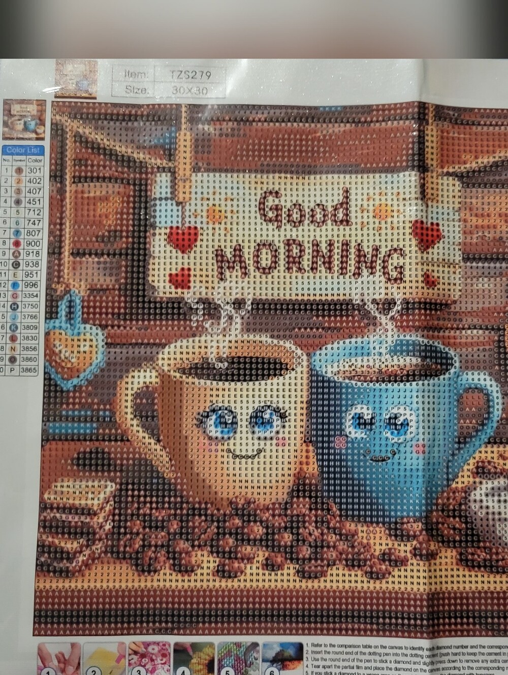 MOMDEDP Coffee Cups Diamond Art Kit for Adults, 12x12 Inches